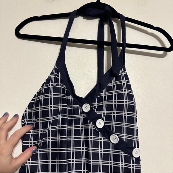 ModCloth Vintage Plaid Button Print Swimsuit Size Small - Picture 3 of 7